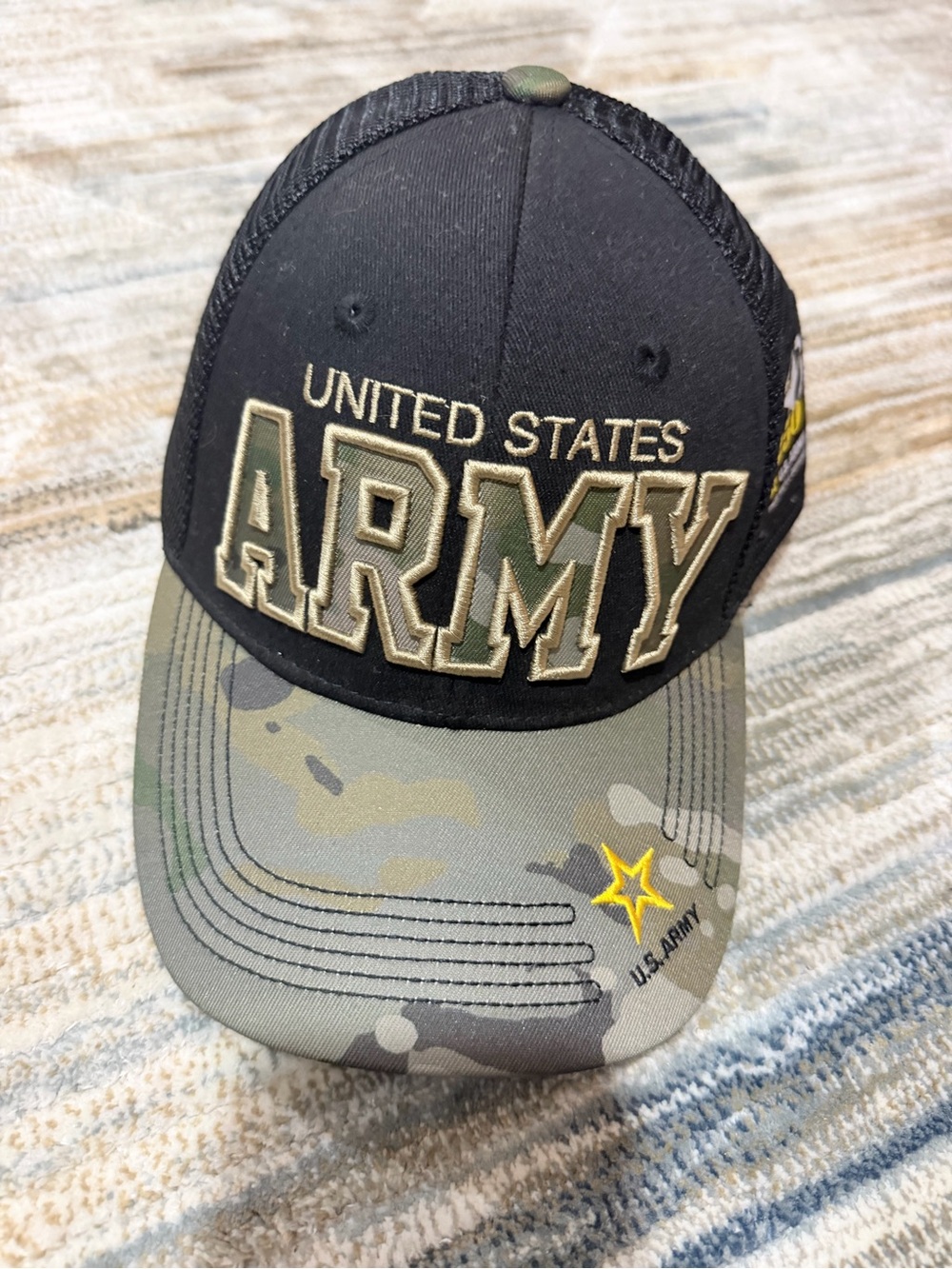 U.S. Army Black Crown with Camo Brim Baseball Cap